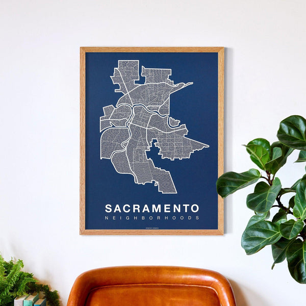 Sacramento Neighborhood Map Poster, Sacramento City Map Art Print