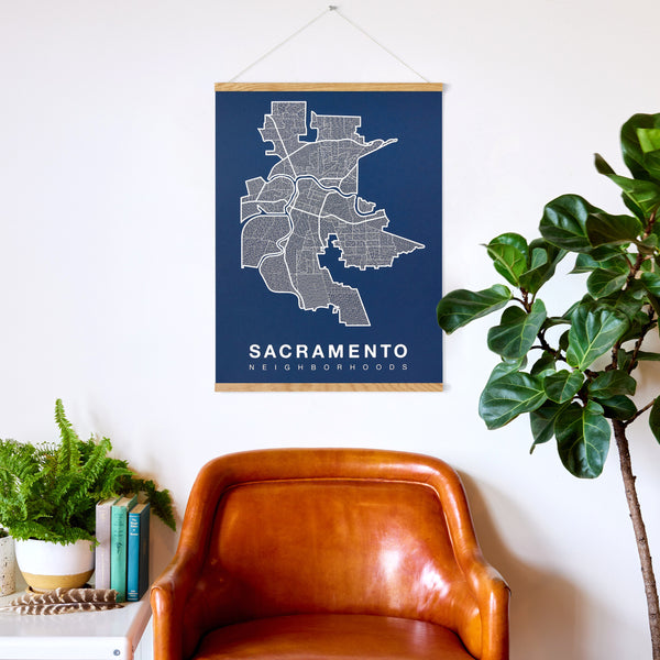 Sacramento Neighborhood Map Poster, Sacramento City Map Art Print