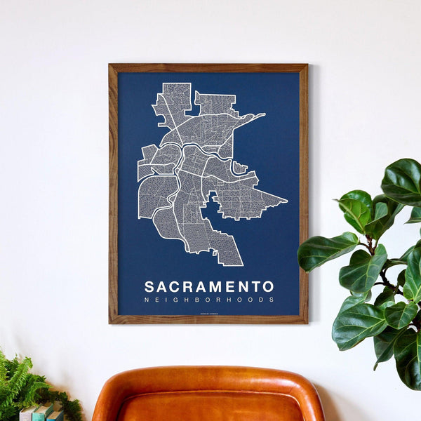 Sacramento Neighborhood Map Poster, Sacramento City Map Art Print