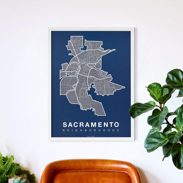 Sacramento Neighborhood Map Poster, Sacramento City Map Art Print