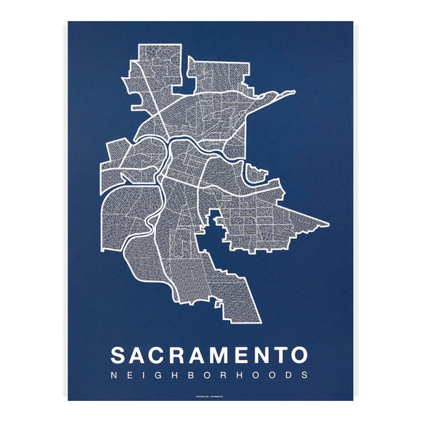 Sacramento Neighborhood Map Poster, Sacramento City Map Art Print