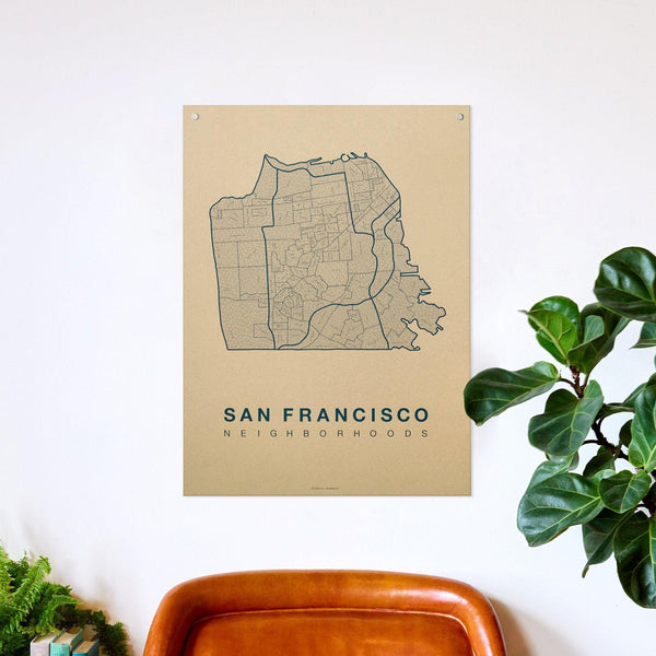San Francisco Neighborhood Map Poster, San Francisco City Map Art Print
