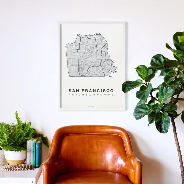 San Francisco Neighborhood Map Poster, San Francisco City Map Art Print