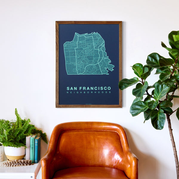 San Francisco Neighborhood Map Poster, San Francisco City Map Art Print