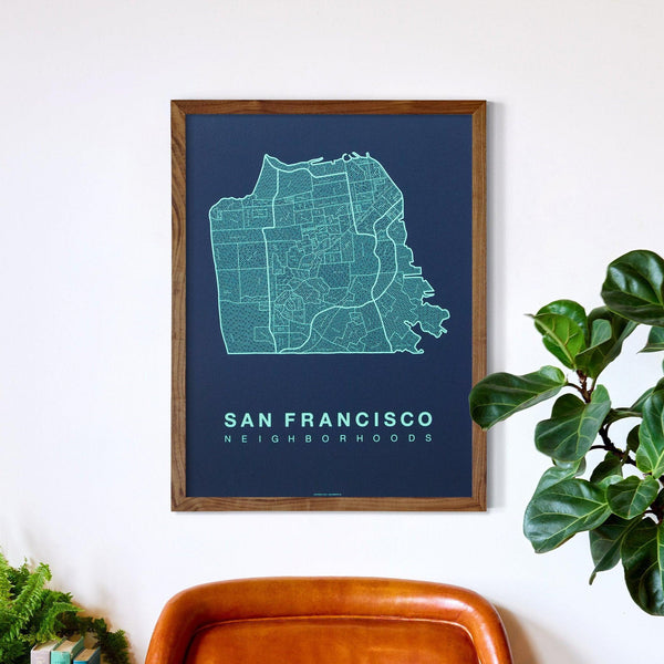 San Francisco Neighborhood Map Poster, San Francisco City Map Art Print