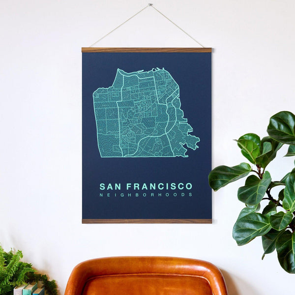 San Francisco Neighborhood Map Poster, San Francisco City Map Art Print