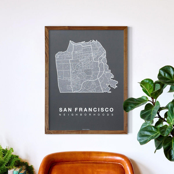 San Francisco Neighborhood Map Poster, San Francisco City Map Art Print