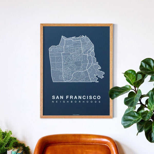 San Francisco Neighborhood Map Poster, San Francisco City Map Art Print
