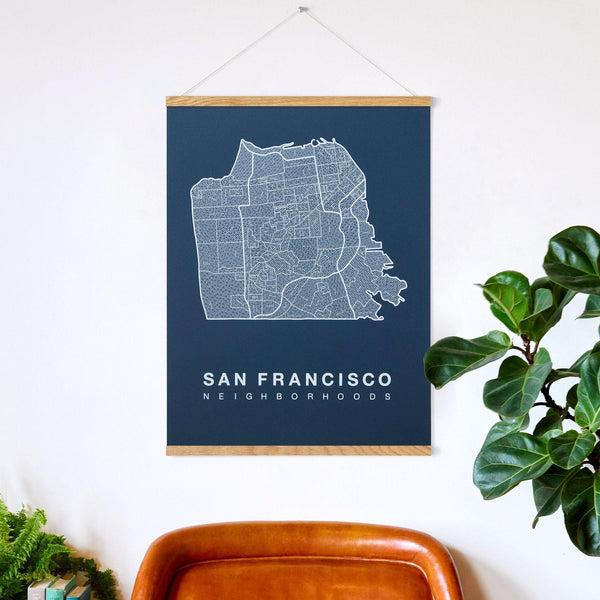 San Francisco Neighborhood Map Poster, San Francisco City Map Art Print