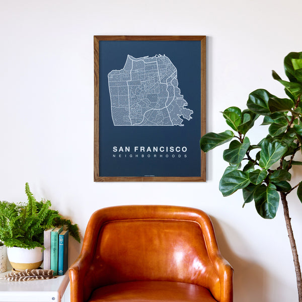 San Francisco Neighborhood Map Poster, San Francisco City Map Art Print