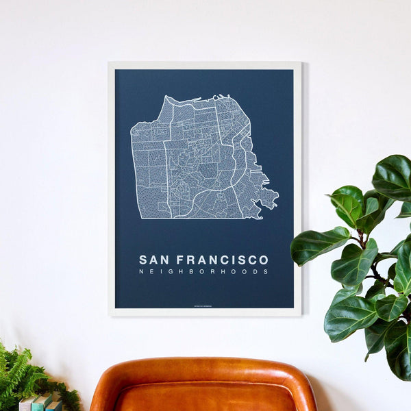 San Francisco Neighborhood Map Poster, San Francisco City Map Art Print