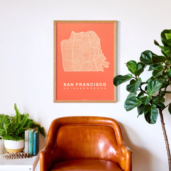 San Francisco Neighborhood Map Poster, San Francisco City Map Art Print