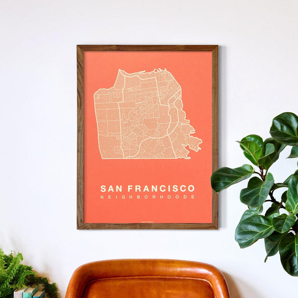 San Francisco Neighborhood Map Poster, San Francisco City Map Art Print