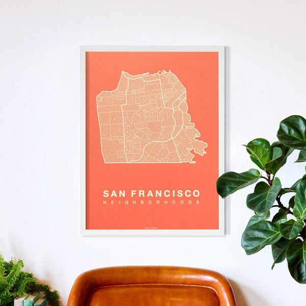 San Francisco Neighborhood Map Poster, San Francisco City Map Art Print