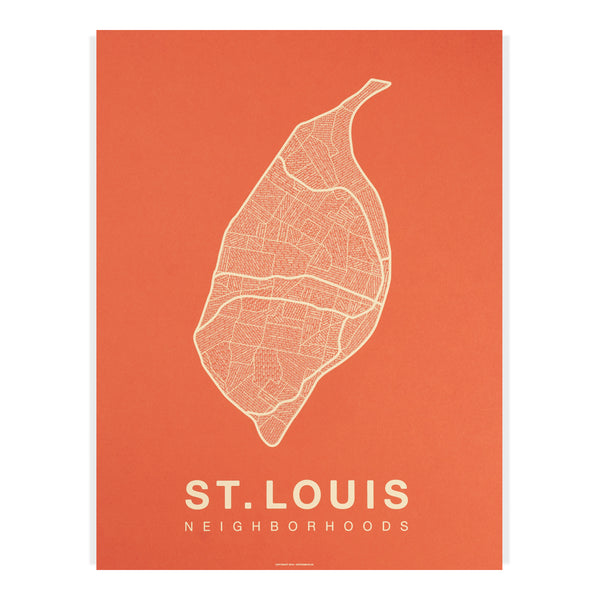 St. Louis Neighborhood Map Poster, St. Louis City Map Art Print