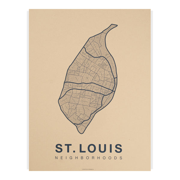 St. Louis Neighborhood Map Poster, St. Louis City Map Art Print