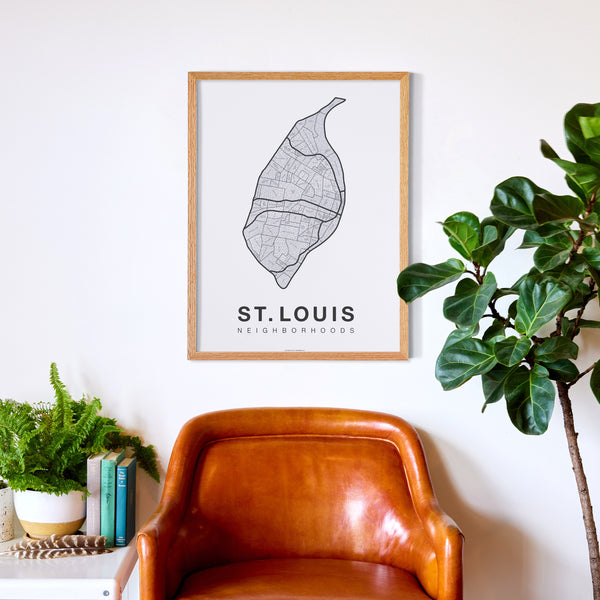 St. Louis Neighborhood Map Poster, St. Louis City Map Art Print