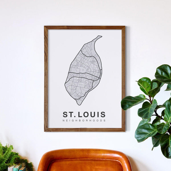 St. Louis Neighborhood Map Poster, St. Louis City Map Art Print