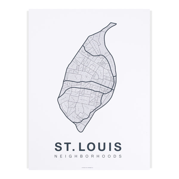 St. Louis Neighborhood Map Poster, St. Louis City Map Art Print