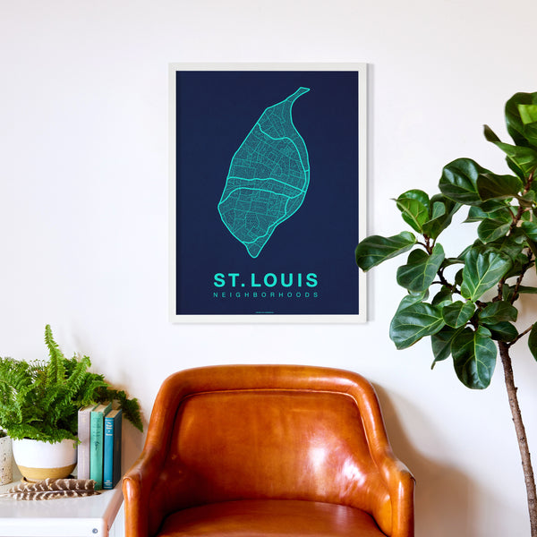 St. Louis Neighborhood Map Poster, St. Louis City Map Art Print