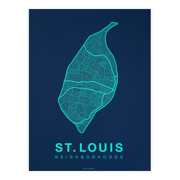 St. Louis Neighborhood Map Poster, St. Louis City Map Art Print
