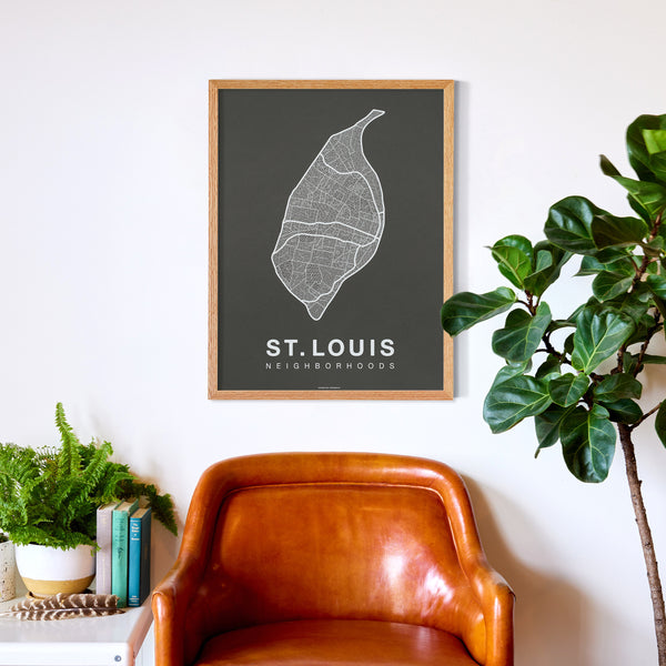 St. Louis Neighborhood Map Poster, St. Louis City Map Art Print