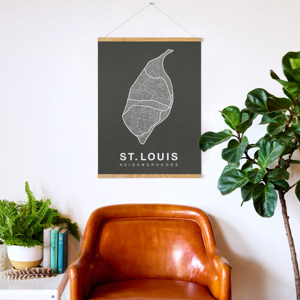 St. Louis Neighborhood Map Poster, St. Louis City Map Art Print