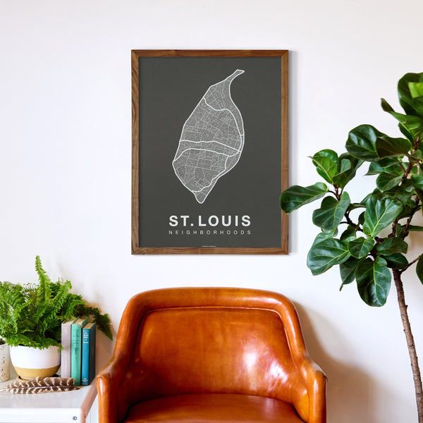 St. Louis Neighborhood Map Poster, St. Louis City Map Art Print