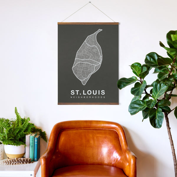 St. Louis Neighborhood Map Poster, St. Louis City Map Art Print