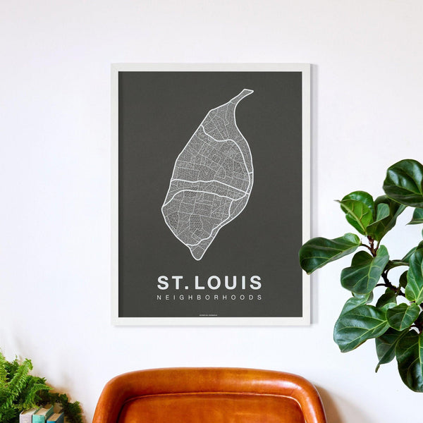 St. Louis Neighborhood Map Poster, St. Louis City Map Art Print