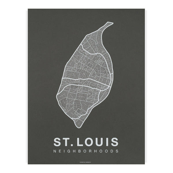 St. Louis Neighborhood Map Poster, St. Louis City Map Art Print