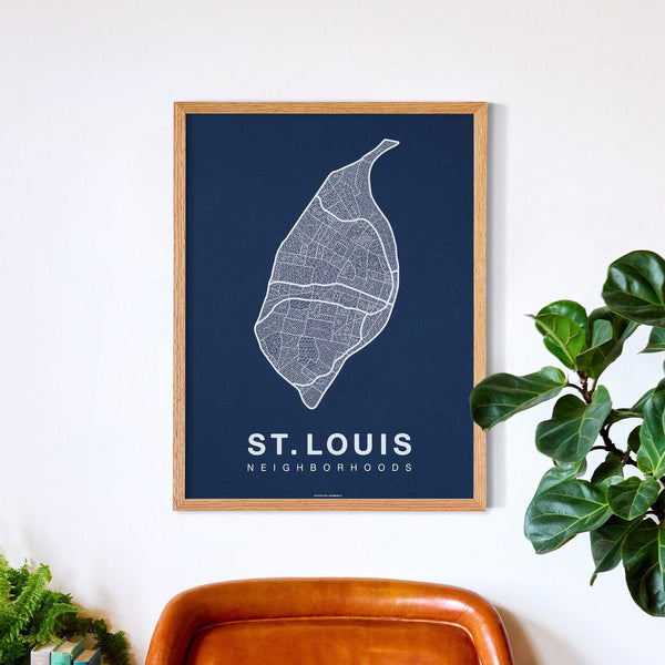 St. Louis Neighborhood Map Poster, St. Louis City Map Art Print