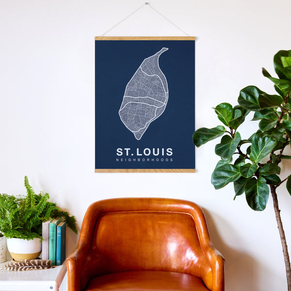 St. Louis Neighborhood Map Poster, St. Louis City Map Art Print
