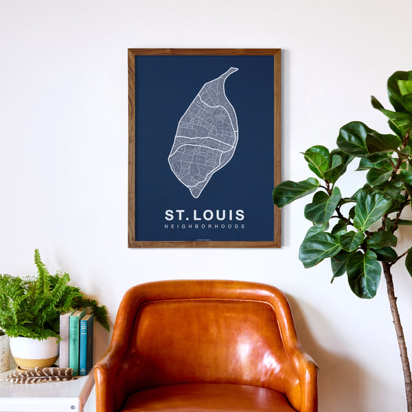 St. Louis Neighborhood Map Poster, St. Louis City Map Art Print