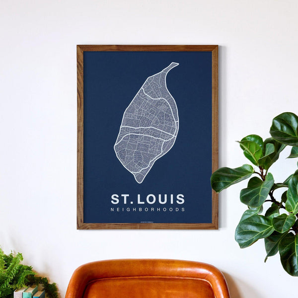 St. Louis Neighborhood Map Poster, St. Louis City Map Art Print