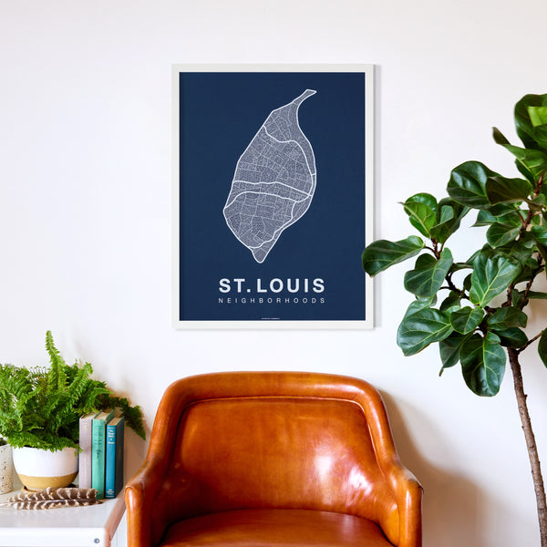 St. Louis Neighborhood Map Poster, St. Louis City Map Art Print