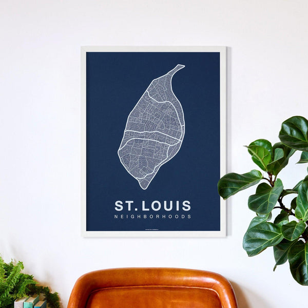 St. Louis Neighborhood Map Poster, St. Louis City Map Art Print