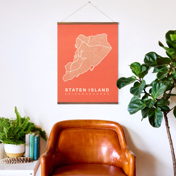 Staten Island Neighborhood Map Poster, Staten Island City Map Art Print