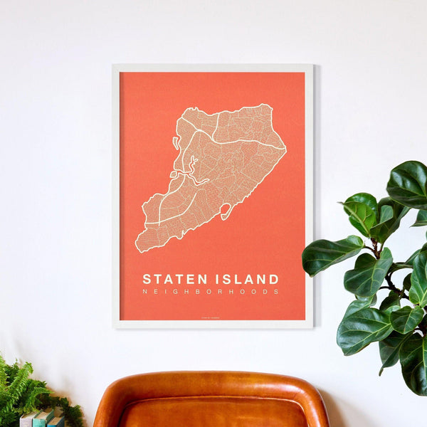 Staten Island Neighborhood Map Poster, Staten Island City Map Art Print