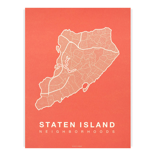 Staten Island Neighborhood Map Poster, Staten Island City Map Art Print