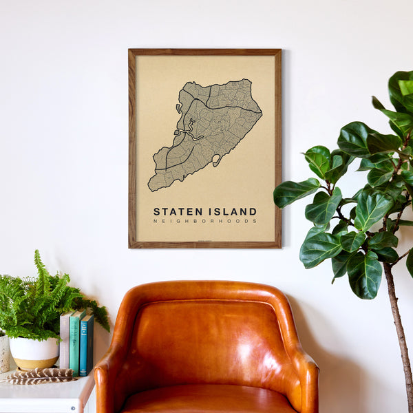 Staten Island Neighborhood Map Poster, Staten Island City Map Art Print