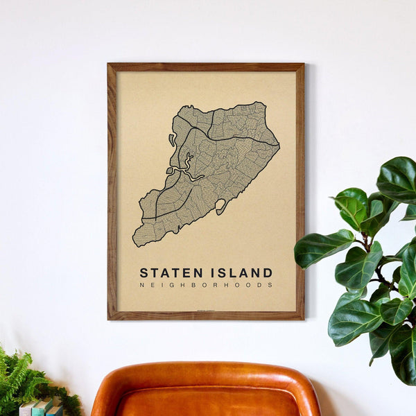 Staten Island Neighborhood Map Poster, Staten Island City Map Art Print
