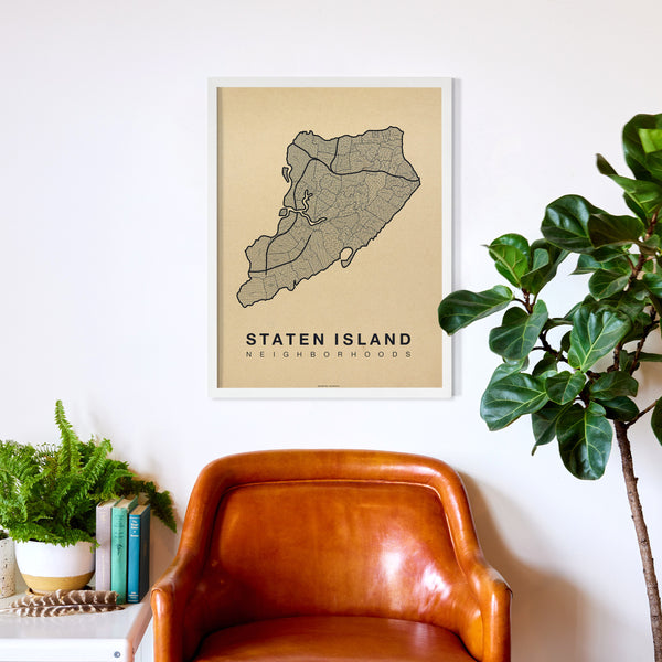 Staten Island Neighborhood Map Poster, Staten Island City Map Art Print
