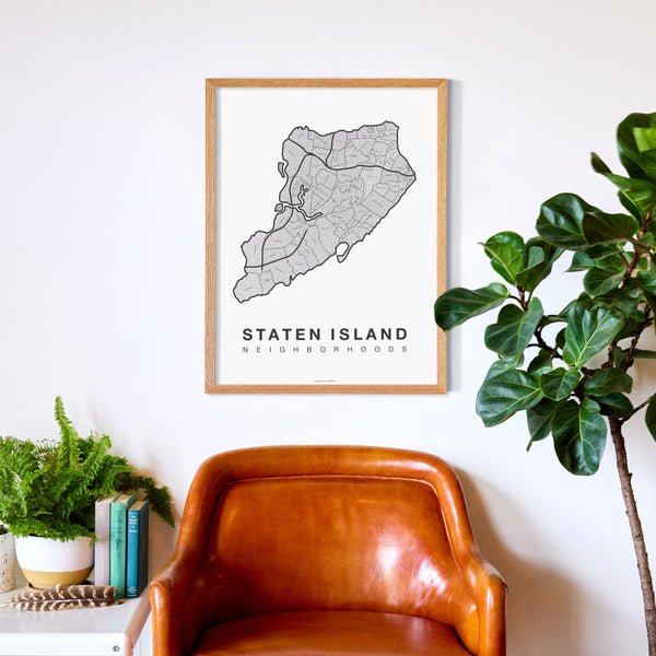 Staten Island Neighborhood Map Poster, Staten Island City Map Art Print