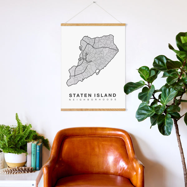 Staten Island Neighborhood Map Poster, Staten Island City Map Art Print