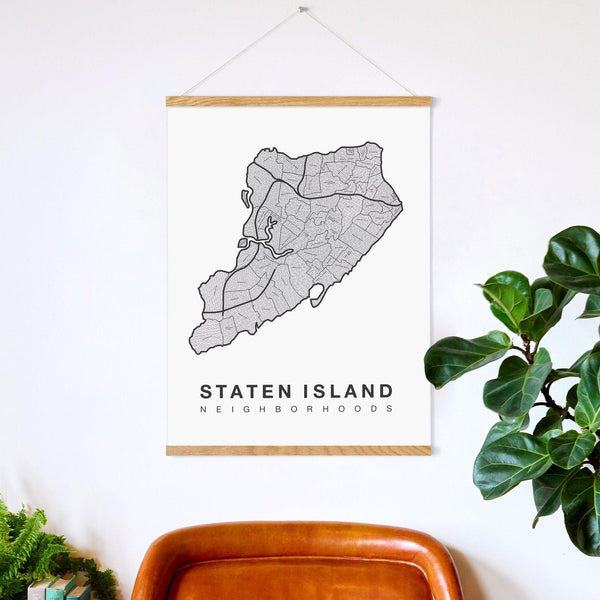 Staten Island Neighborhood Map Poster, Staten Island City Map Art Print