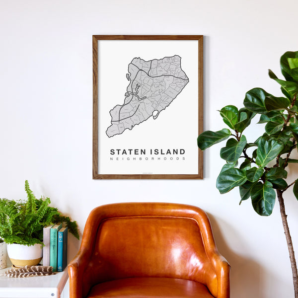 Staten Island Neighborhood Map Poster, Staten Island City Map Art Print