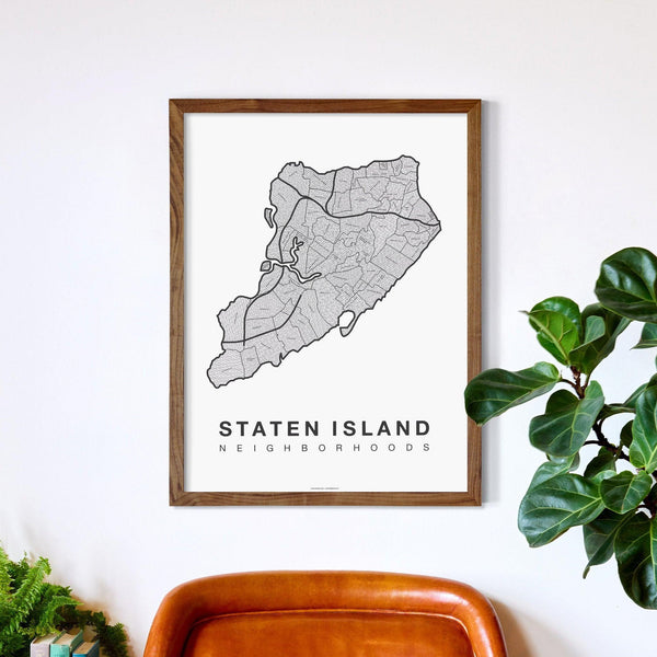 Staten Island Neighborhood Map Poster, Staten Island City Map Art Print