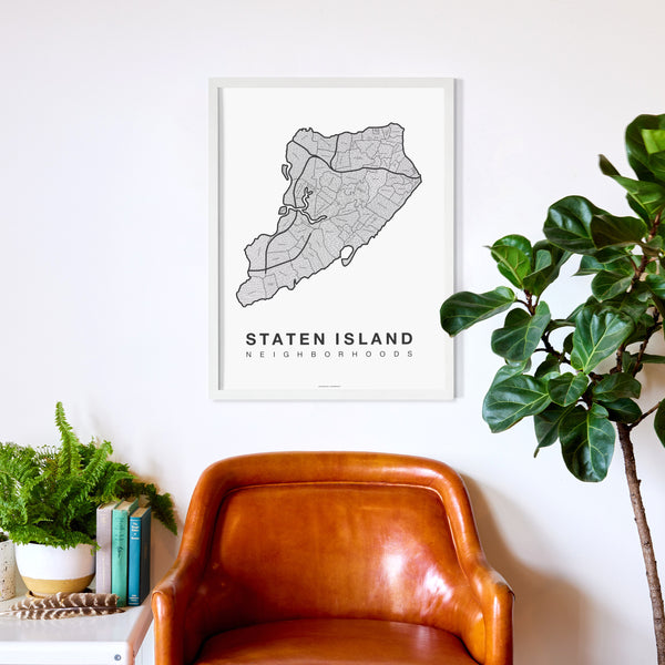 Staten Island Neighborhood Map Poster, Staten Island City Map Art Print