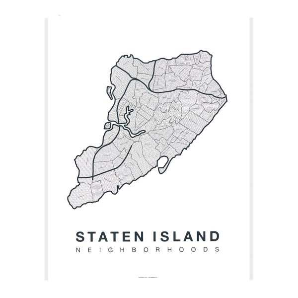 Staten Island Neighborhood Map Poster, Staten Island City Map Art Print